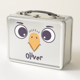 Funny Bird Face with Large Eyes Metal Lunch Box