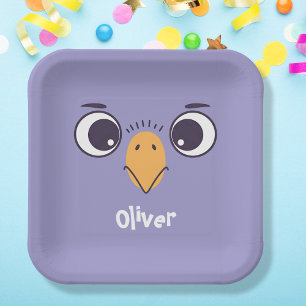 Funny Bird Face with Large Eyes Paper Plate