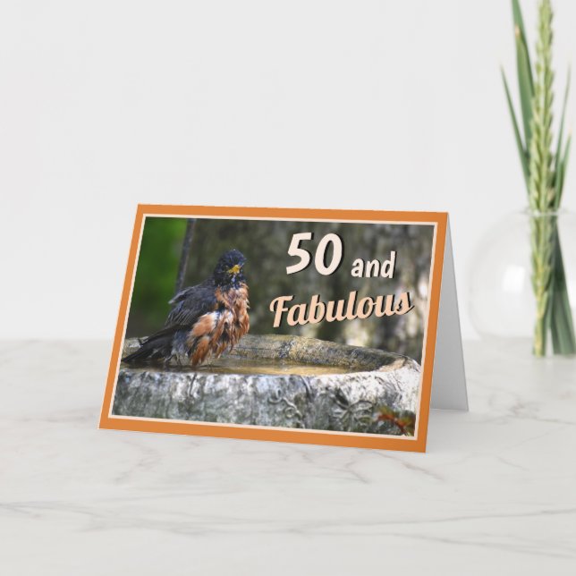 Funny Bird Humourous Fabulous 50 Birthday Card (Front)