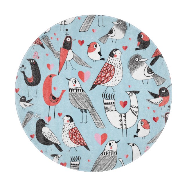Funny bird illustrations, graphic seamless. cutting board (Front)