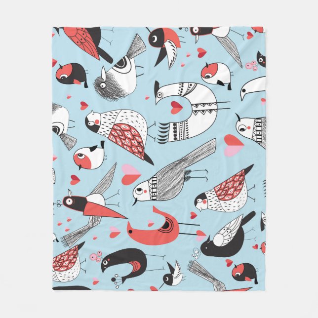 Funny bird illustrations, graphic seamless. fleece blanket (Front)