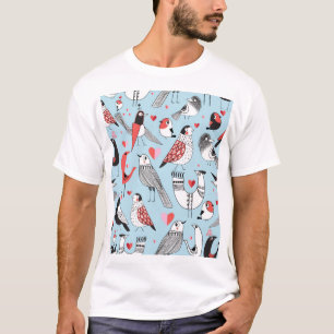 Funny bird illustrations, graphic seamless. T-Shirt