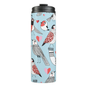 Funny bird illustrations, graphic seamless. thermal tumbler