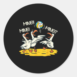 Funny Bird Playing Volleyball Mine Game Day Beach  Classic Round Sticker