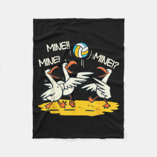 Funny Bird Playing Volleyball Mine Game Day Beach  Fleece Blanket