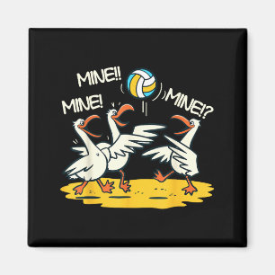Funny Bird Playing Volleyball Mine Game Day Beach Magnet