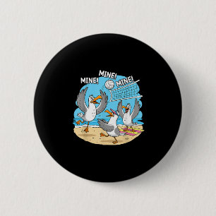 Funny Bird Playing Volleyball Mine Game Day Vibes  2 Inch Round Button
