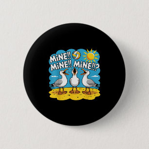 Funny Bird Playing Volleyball Mine Game Day Vibes  2 Inch Round Button