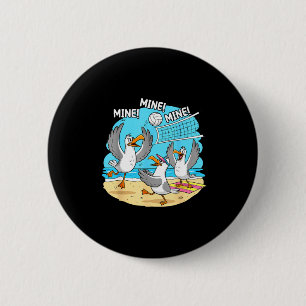 Funny Bird Playing Volleyball Mine Game Day Vibes  2 Inch Round Button