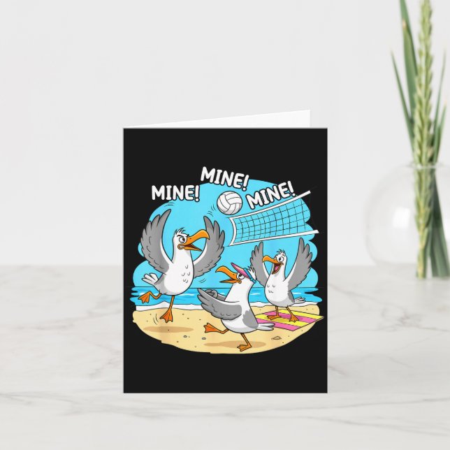 Funny Bird Playing Volleyball Mine Game Day Vibes  Card (Front)