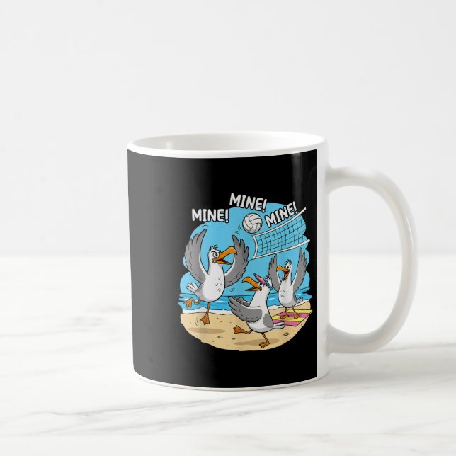 Funny Bird Playing Volleyball Mine Game Day Vibes  Coffee Mug (Right)