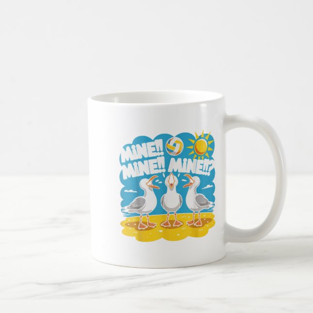 Funny Bird Playing Volleyball Mine Game Day Vibes  Coffee Mug (Right)