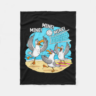 Funny Bird Playing Volleyball Mine Game Day Vibes  Fleece Blanket
