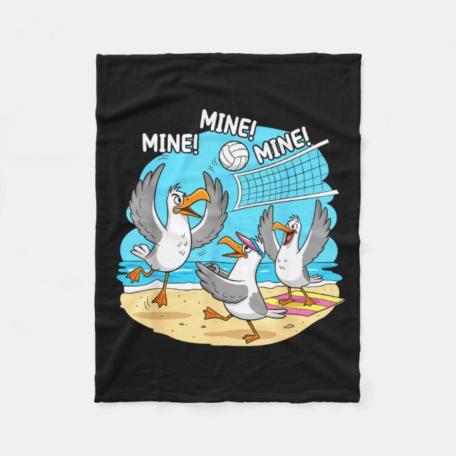 Funny Bird Playing Volleyball Mine Game Day Vibes  Fleece Blanket (Front)