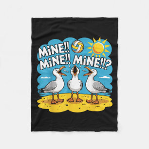 Funny Bird Playing Volleyball Mine Game Day Vibes Fleece Blanket