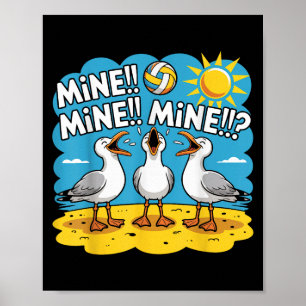 Funny Bird Playing Volleyball Mine Game Day Vibes Poster