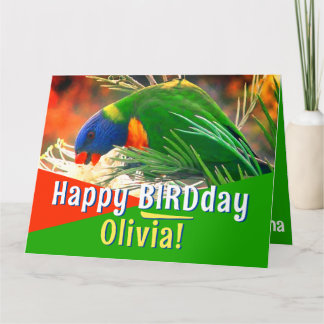 Funny Bird Pun Green Happy Birthday Card