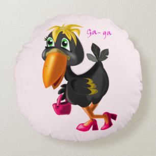 Funny Bird Round Pillow Custom Colours