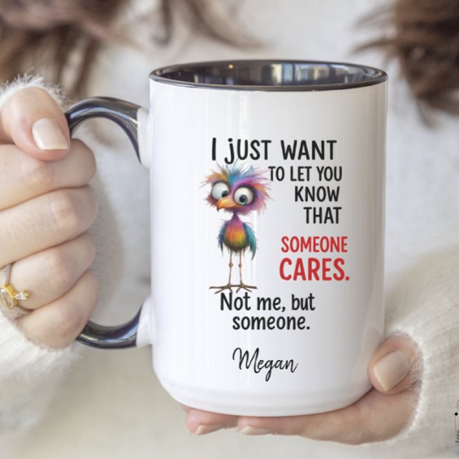 Funny Bird Sarcastic Humour Personalized Two-Tone Coffee Mug (Creator Uploaded)