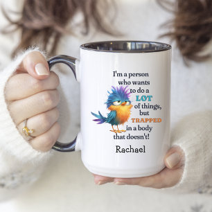 Funny Bird Sarcastic Quote Lazy Procrastinator Two-Tone Coffee Mug