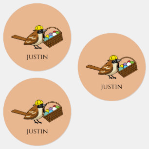 Funny Bird w Colourful Eggs Basket   Personalize