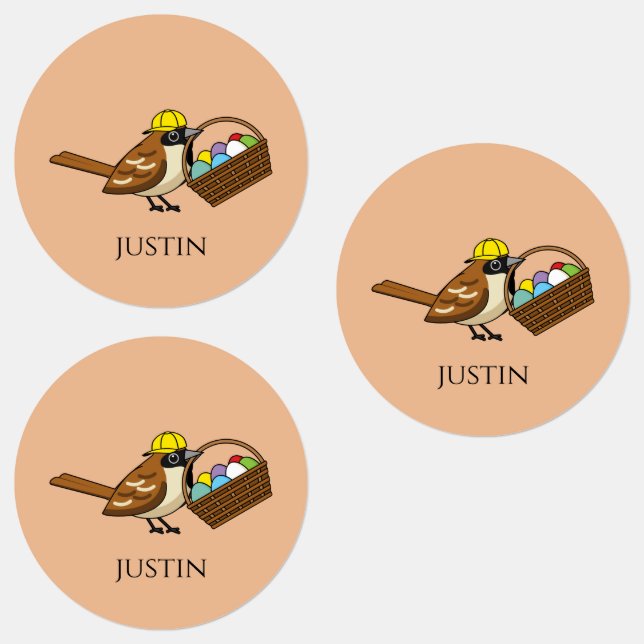 Funny Bird w Colourful Eggs Basket | Personalize (Group)
