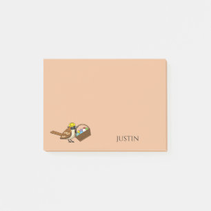 Funny Bird w Colourful Eggs Basket Personalize Post-it Notes