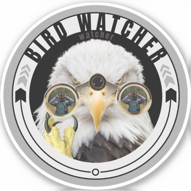 Funny Bird Watcher Sticker, Birder, Eagle Watching (Front)