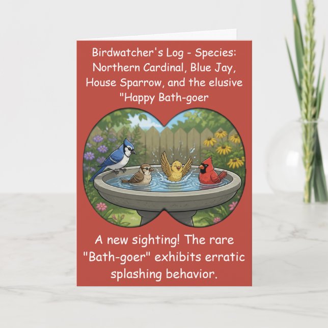 Funny Bird Watching Birthday Gift Idea Art Card (Front)