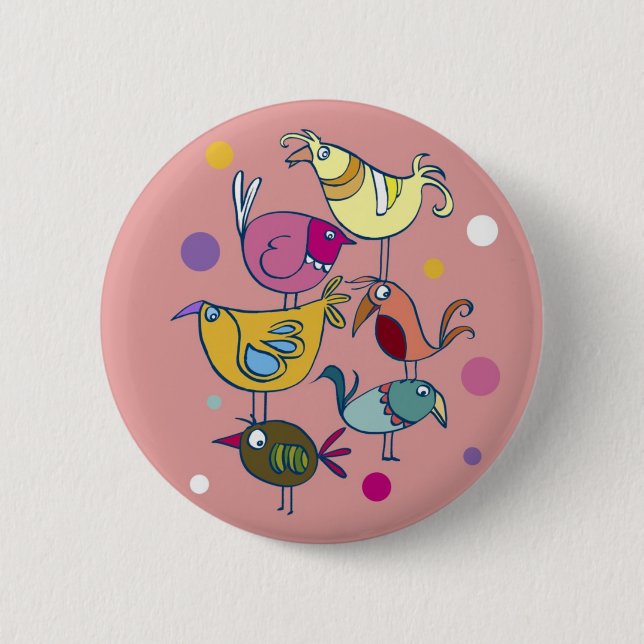 Funny birds 2 inch round button (Front)