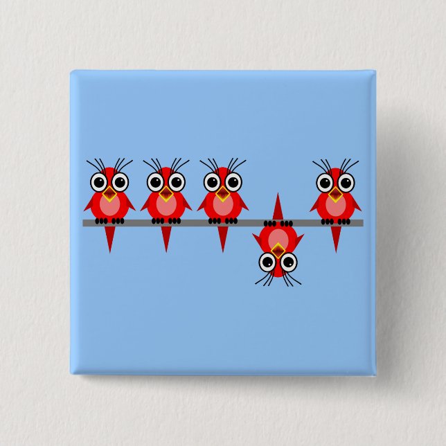 funny birds 2 inch square button (Front)