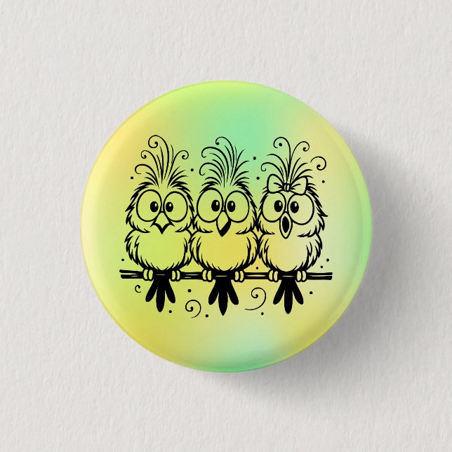 Funny Birds Cartoon-56456 1 Inch Round Button (Front)