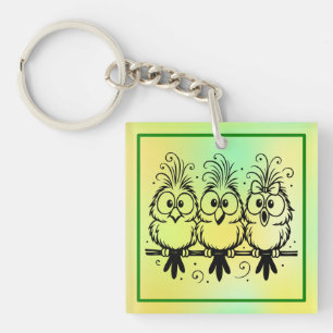 Funny Birds Cartoon-56456 Keychain