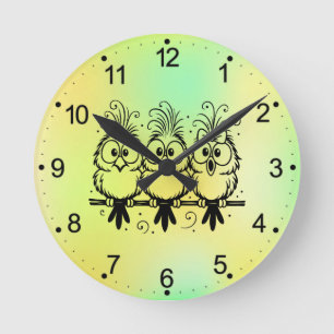 Funny Birds Cartoon-56456 Round Clock