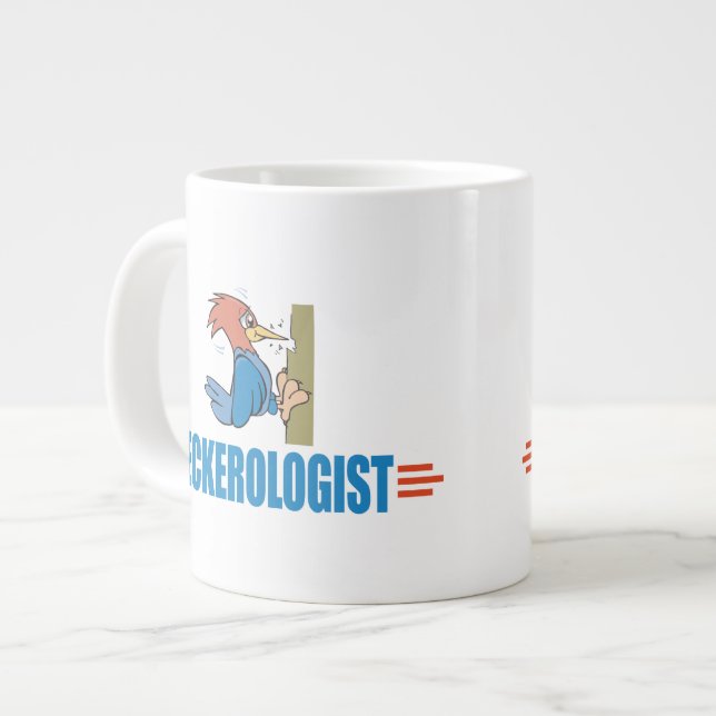 Funny Birdwatching Woodpecker Large Coffee Mug (Front Left)