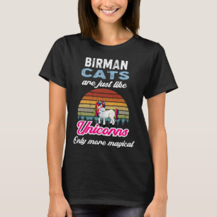 Funny Birman Cat Design Retro Unicorn Vintage Suns T-Shirt