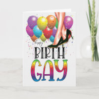 Funny Birth GAY White Female Legs Rainbow Birthday