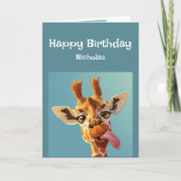 Funny Birthday Advice Giraffe Sticking Tongue out