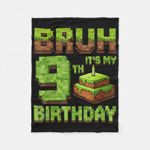 Funny Birthday Boy Bruh Its My 9th Birthday Game P Fleece Blanket