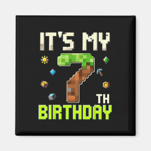 Funny Birthday Boy It's My 7th Birthday Gamer Pixe Magnet