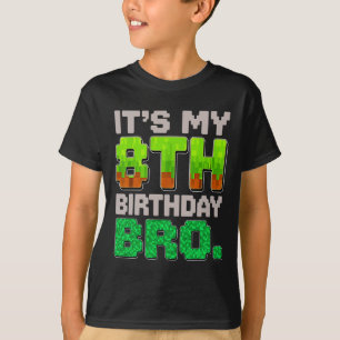 Funny Birthday Boy It's My 8th Birthday Pixel For  T-Shirt