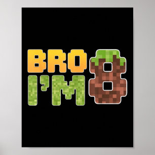 Funny Birthday Boy Shirt Bro Im 8 Birthday Video G Poster