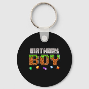 Funny Birthday Boy Video Game Pixel Gamer Boy Kids Keychain