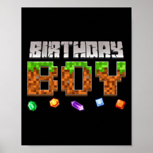 Funny Birthday Boy Video Game Pixel Gamer Boy Kids Poster