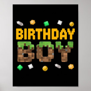 Funny Birthday Boy Video Game Pixel Number Gamer  Poster