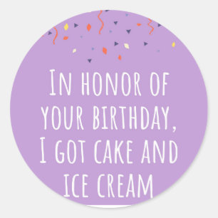 Funny birthday cake happy birthday classic round sticker