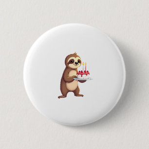 Funny Birthday Cake with Sloth Costume for Boys an 2 Inch Round Button