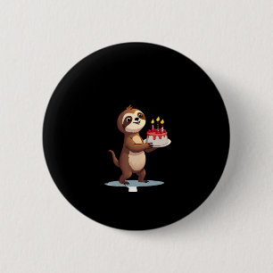 Funny Birthday Cake with Sloth Costume for Boys an 2 Inch Round Button