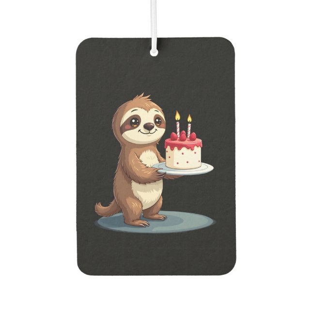 Funny Birthday Cake with Sloth Costume for Boys an Air Freshener (Front)