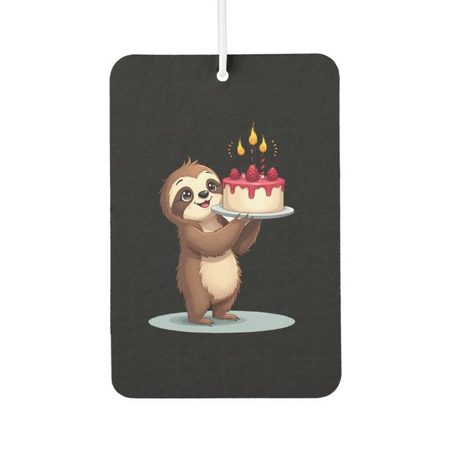 Funny Birthday Cake with Sloth Costume for Boys an Air Freshener (Front)